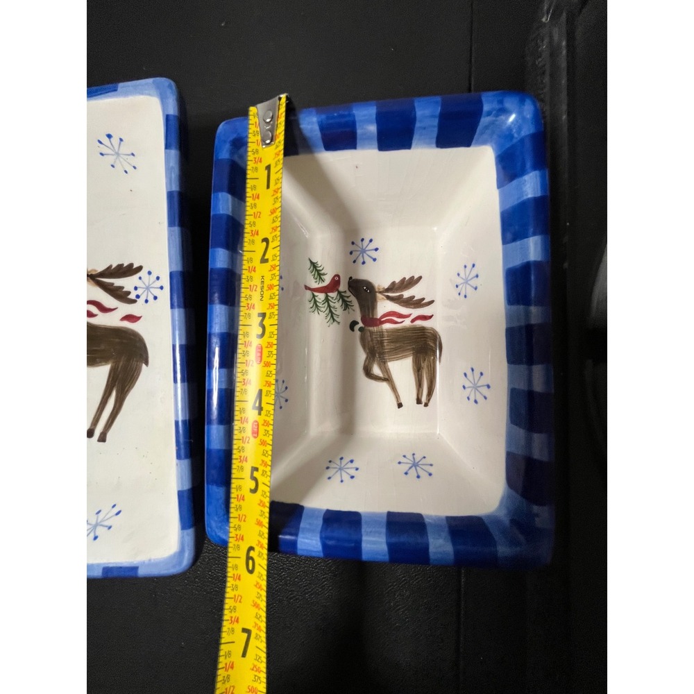 Royal Seasons Stoneware Reindeer Snowflake Christmas Serving Dish Bowl Set 2pc - Picture 3 of 9